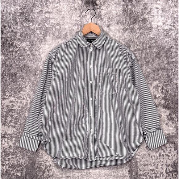 J. Crew Tops - J Crew Etienne Oversized Shirt XXS Womens Oxford Striped Long Sleeve